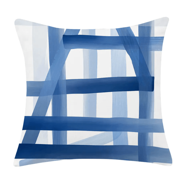 Minimalist Blue Linen-Cotton Pillow for Fresh Coastal Comfort