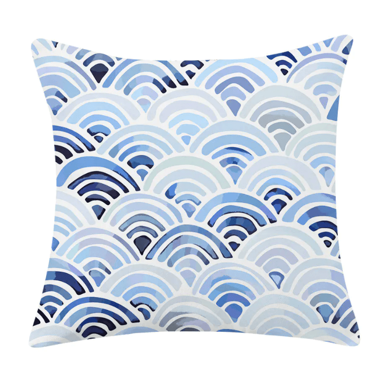 Minimalist Blue Linen-Cotton Pillow for Fresh Coastal Comfort
