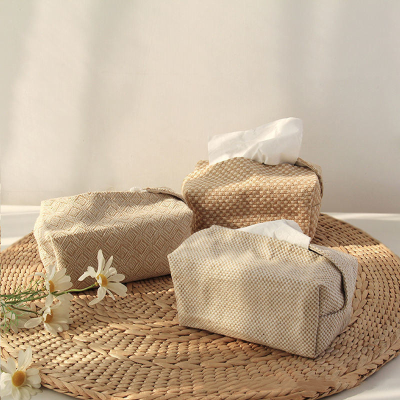 Soft Linen Fabric Tissue Box for Cozy Table Decor