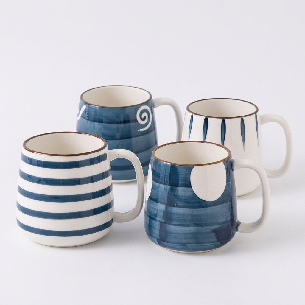 Aegean Blue Hand-Painted Ceramic Mug