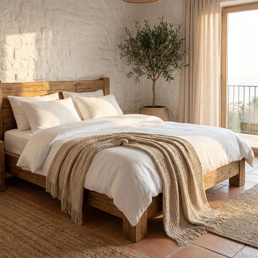 Sunwashed Mediterranean Throw Blanket with Soft Fringe