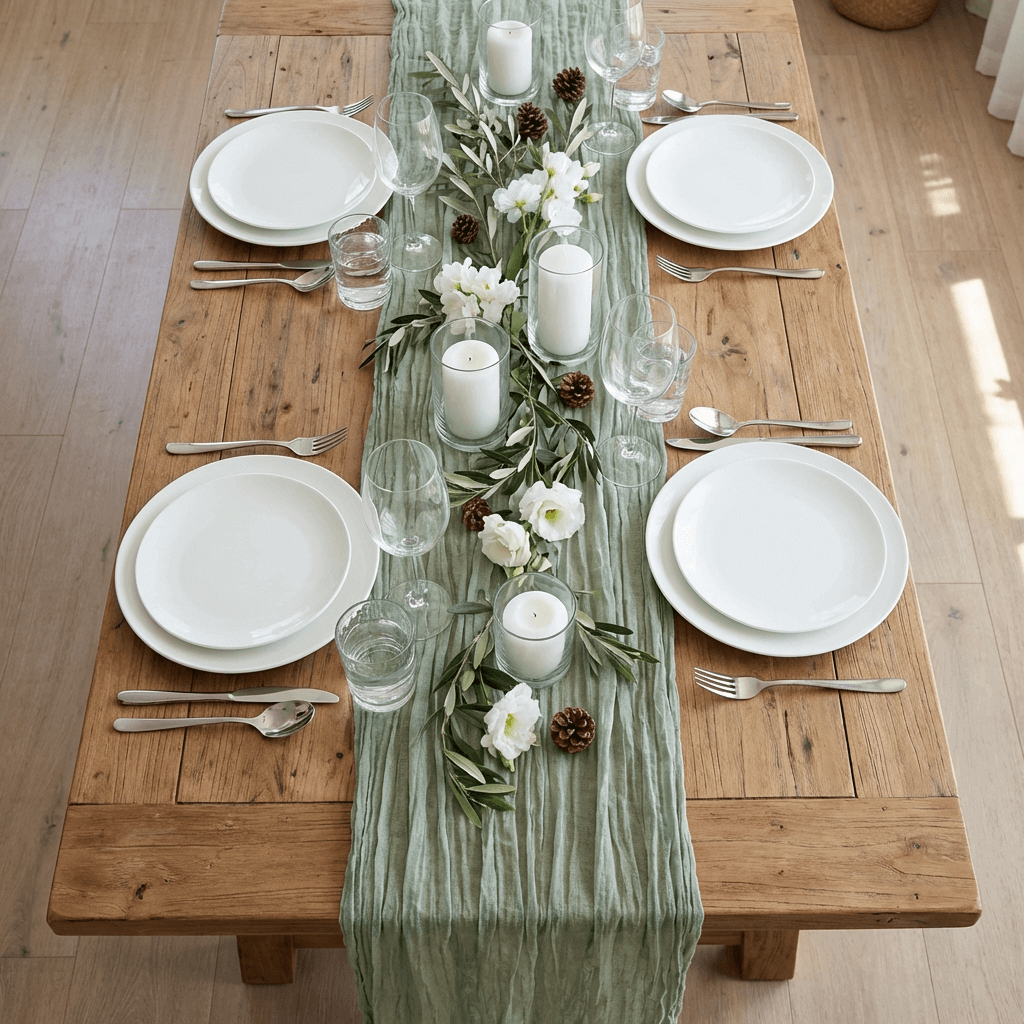 Elegant Olive Green Table Runner for Elegant Dining