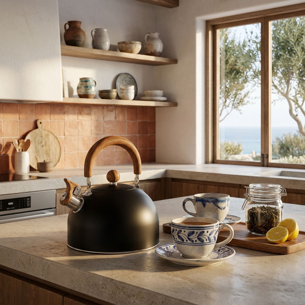 Classic Whistling Tea Kettle with Wooden Handle for Cozy Tea Moments