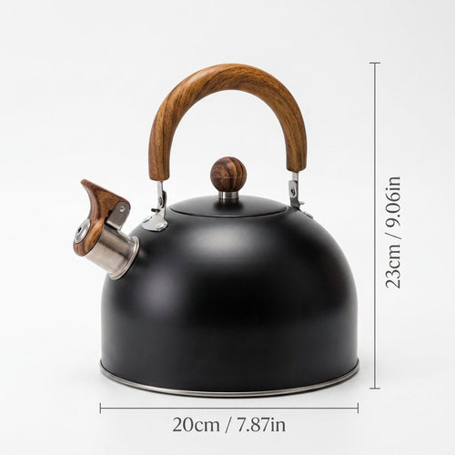 Classic Whistling Tea Kettle with Wooden Handle for Cozy Tea Moments