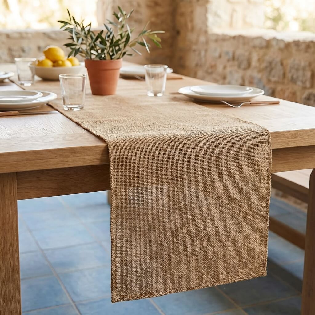 Charming Natural Hessian Linen Table Runner for Any Occasion