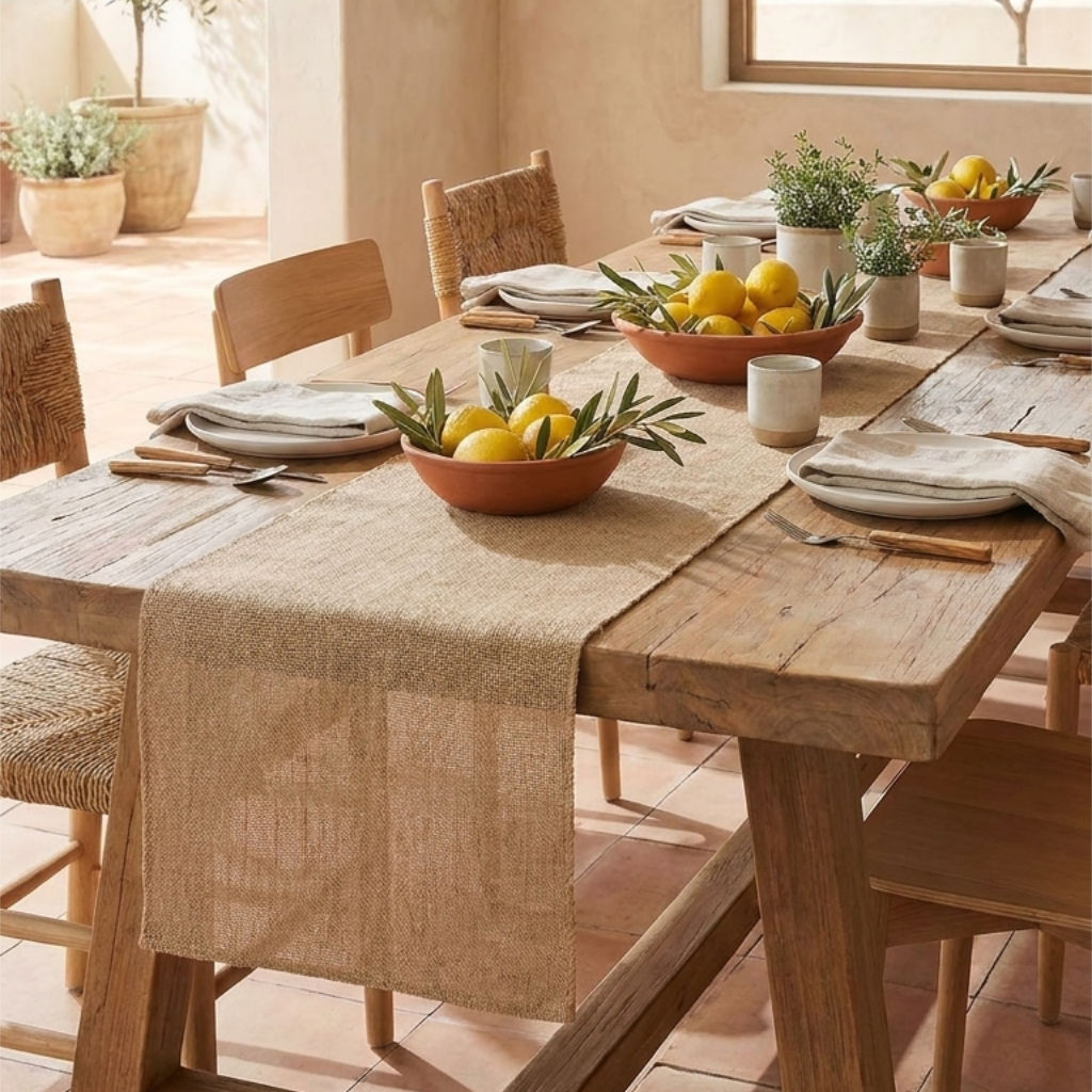 Charming Natural Hessian Linen Table Runner for Any Occasion