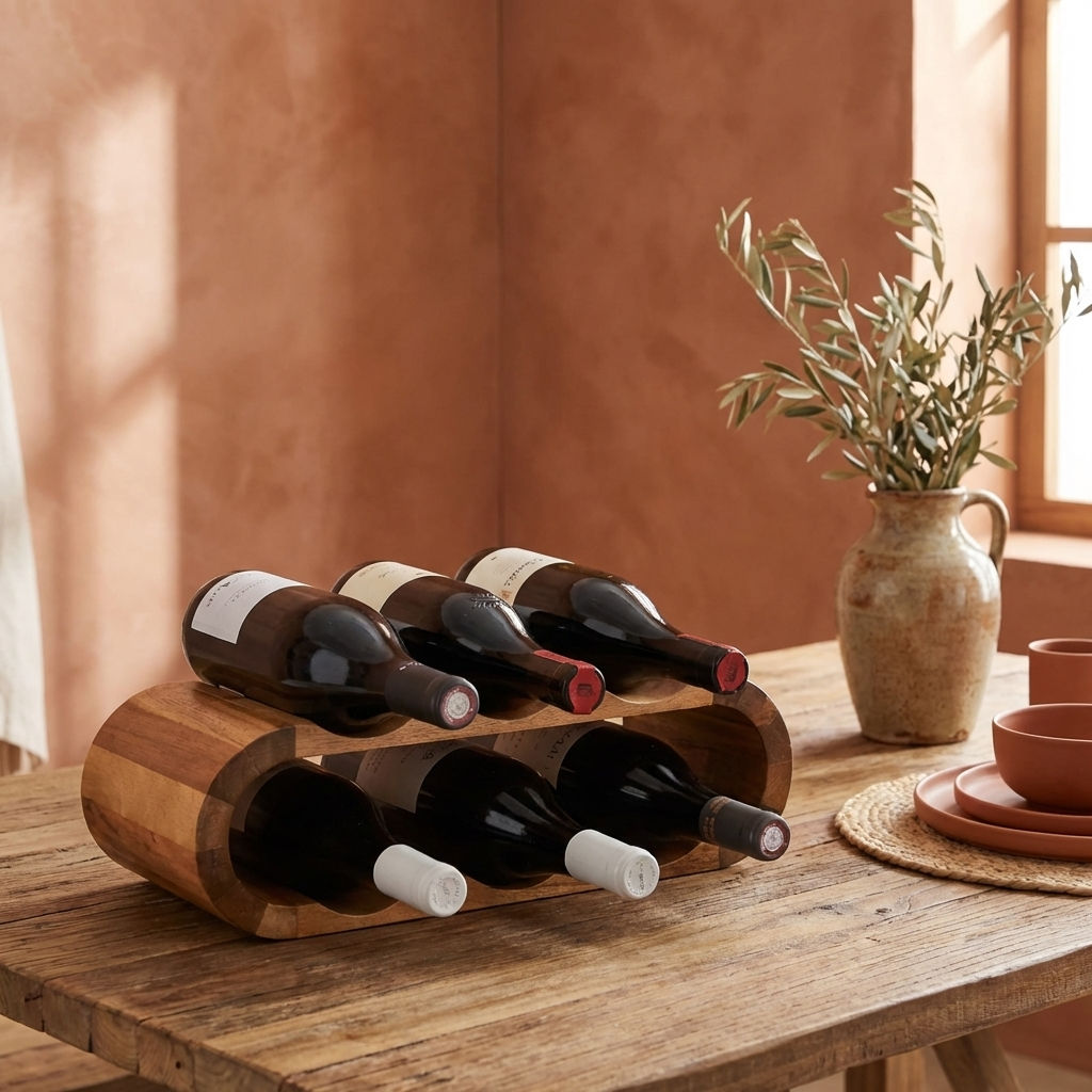 Premium Handcrafted Wooden Wine Stand for Refined Spaces